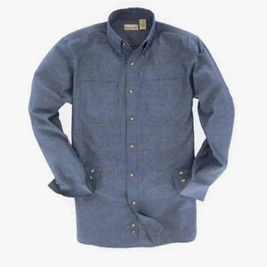 {Backpacker} Wrinkle Free Chambray Shirt in Navy (Size S)